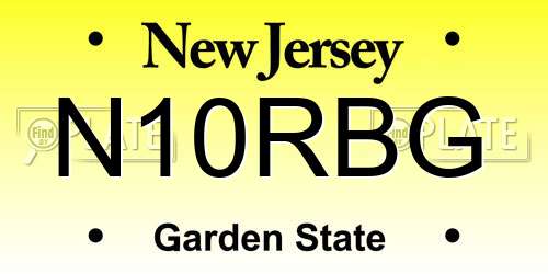 N10RBG New Jersey License Plate