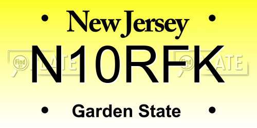 N10RFK New Jersey License Plate