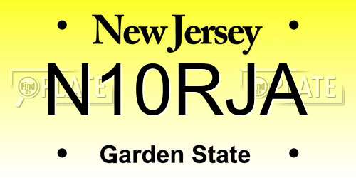 N10RJA New Jersey License Plate