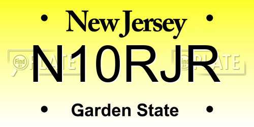 N10RJR New Jersey License Plate