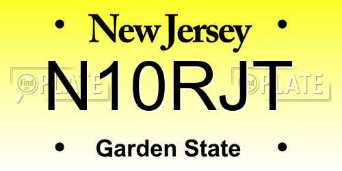 N10RJT New Jersey License Plate