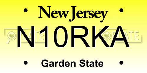 N10RKA New Jersey License Plate