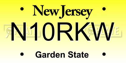 N10RKW New Jersey License Plate