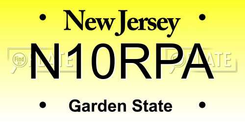 N10RPA New Jersey License Plate
