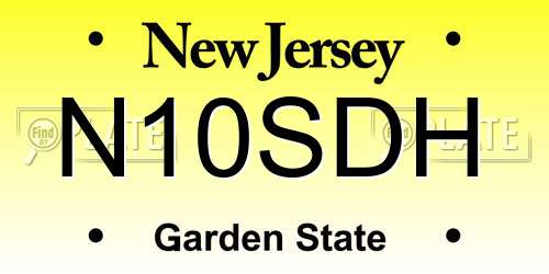 N10SDH New Jersey License Plate