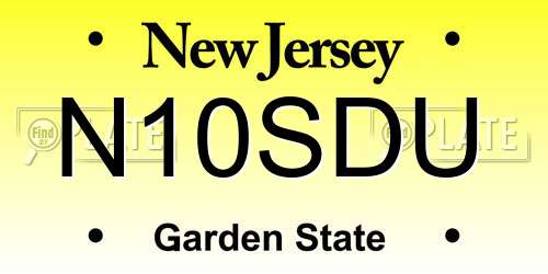 N10SDU New Jersey License Plate