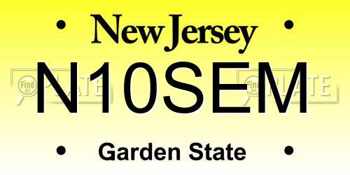 N10SEM New Jersey License Plate