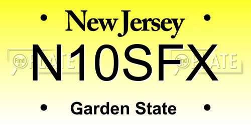N10SFX New Jersey License Plate