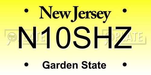 N10SHZ New Jersey License Plate