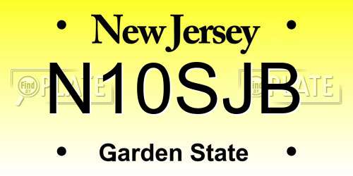 N10SJB New Jersey License Plate