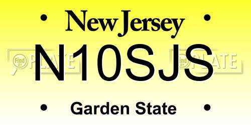 N10SJS New Jersey License Plate