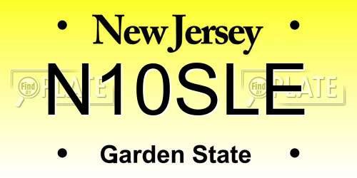 N10SLE New Jersey License Plate