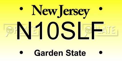 N10SLF New Jersey License Plate