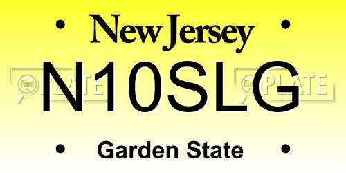 N10SLG New Jersey License Plate