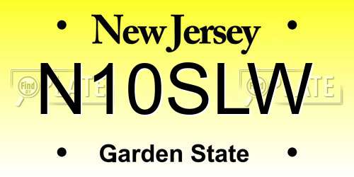 N10SLW New Jersey License Plate