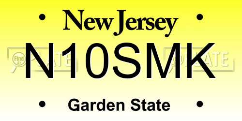 N10SMK New Jersey License Plate
