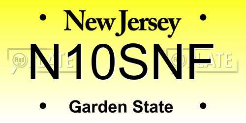 N10SNF New Jersey License Plate