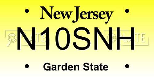 N10SNH New Jersey License Plate