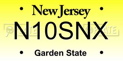 N10SNX New Jersey License Plate
