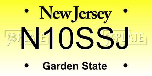 N10SSJ New Jersey License Plate