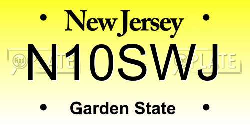 N10SWJ New Jersey License Plate