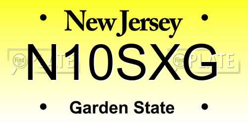 N10SXG New Jersey License Plate