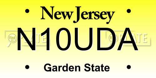 N10UDA New Jersey License Plate