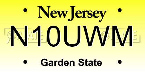 N10UWM New Jersey License Plate
