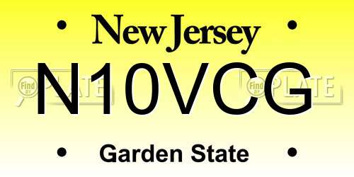 N10VCG New Jersey License Plate