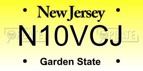 N10VCJ New Jersey License Plate