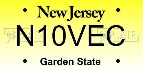 N10VEC New Jersey License Plate