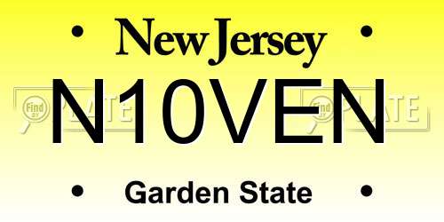 N10VEN New Jersey License Plate
