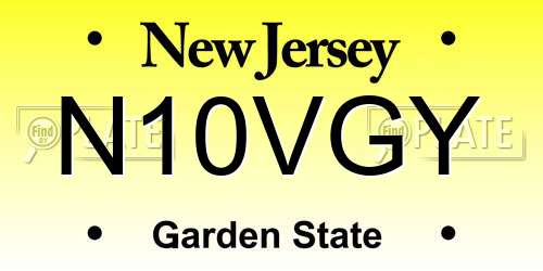 N10VGY New Jersey License Plate
