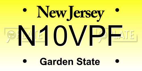 N10VPF New Jersey License Plate