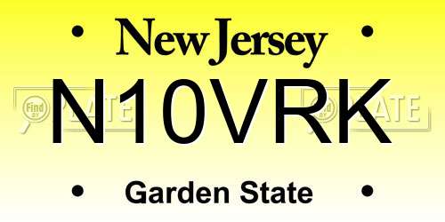 N10VRK New Jersey License Plate