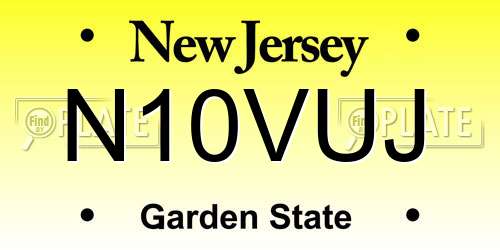 N10VUJ New Jersey License Plate