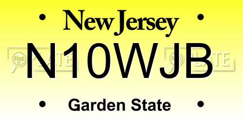 N10WJB New Jersey License Plate