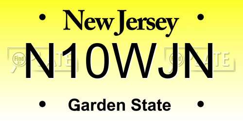 N10WJN New Jersey License Plate