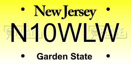 N10WLW New Jersey License Plate