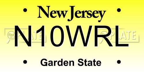 N10WRL New Jersey License Plate
