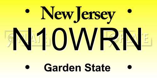 N10WRN New Jersey License Plate