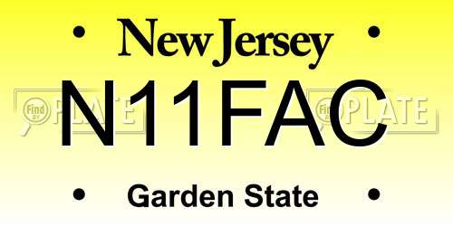 N11FAC New Jersey License Plate
