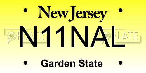 N11NAL New Jersey License Plate