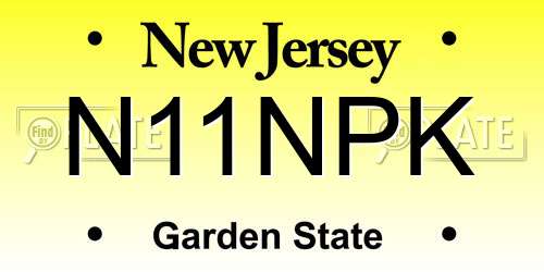 N11NPK New Jersey License Plate