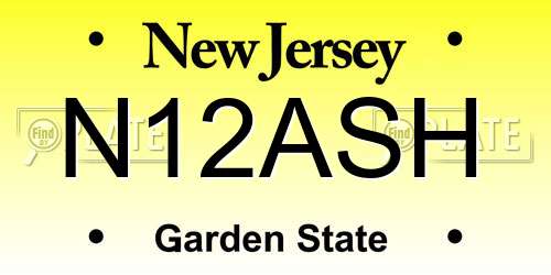 N12ASH New Jersey License Plate