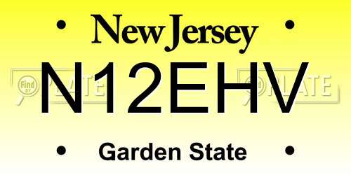 N12EHV New Jersey License Plate