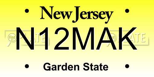 N12MAK New Jersey License Plate