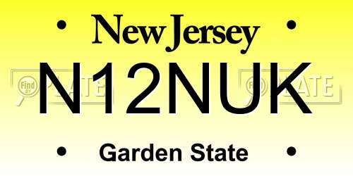 N12NUK New Jersey License Plate