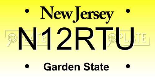N12RTU New Jersey License Plate