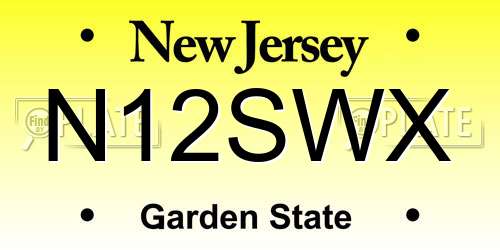 N12SWX New Jersey License Plate